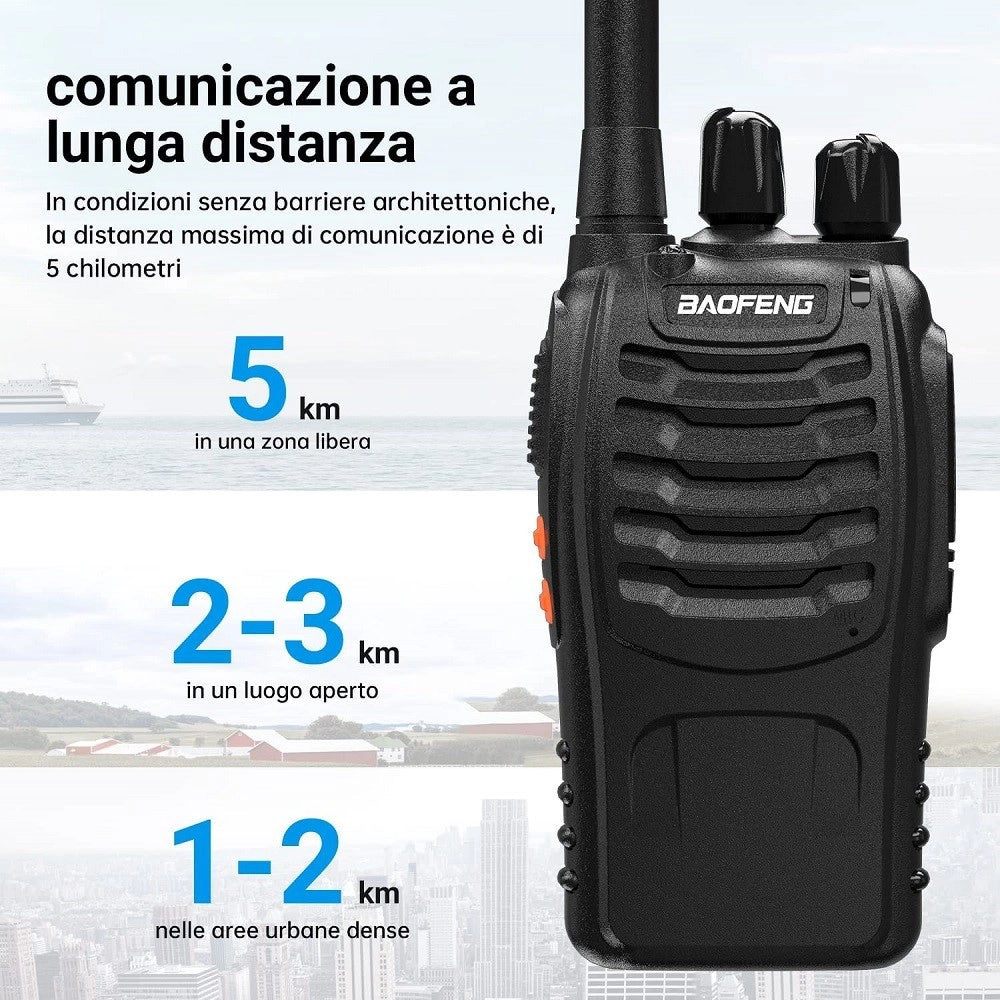 Trade Shop - Coppia Ricetrasmittente Walkie Talkie Portatile 16 Canali 3.7 V 400 - 470 Mhz -
