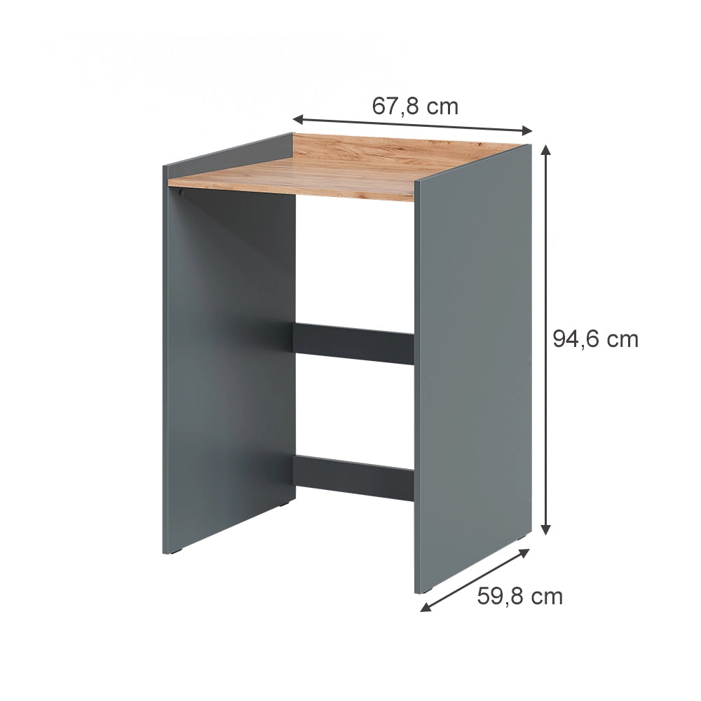 Mobile lavatrice Viktor Antracite/Rovere dorato 67.8 x 94.6 cm con cerchio Vicco