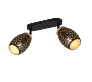 Barra 2 spots, metallo, nero e legno, L 28 cm, Bidar