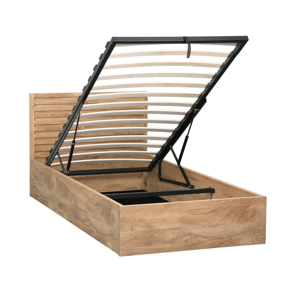 Letto contenitore con rete a doghe e testiera 90x190cm decorazione