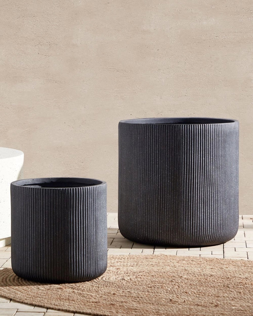 Vaso da fiori per in fibra di argilla grigio 55 x 55 x 55 cm giardino esterno terrazzo