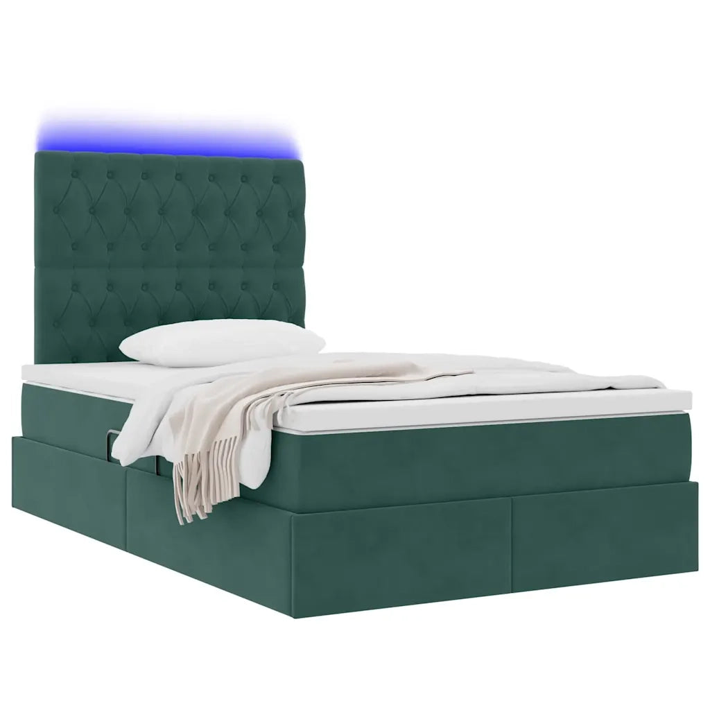 Letto con contenitore LED e materasso Verde Scuro 120 x 200 cm