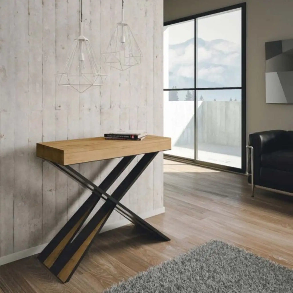 Consolle allungabile 90x40/300 cm Diago quercia natura gambe antracite