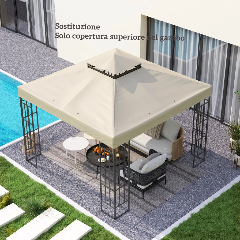 Copertura per Gazebo 3x3m ¨C zephmum ¨C Poliestere UPF30+ Crema