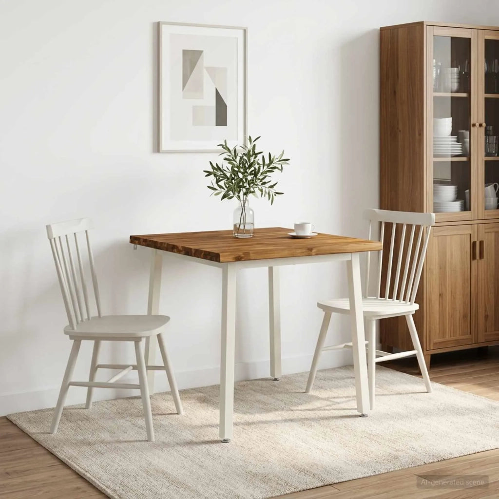 70 x 70 x 75 cm Legno di Acacia Massello Naturale e Bianco 937485
