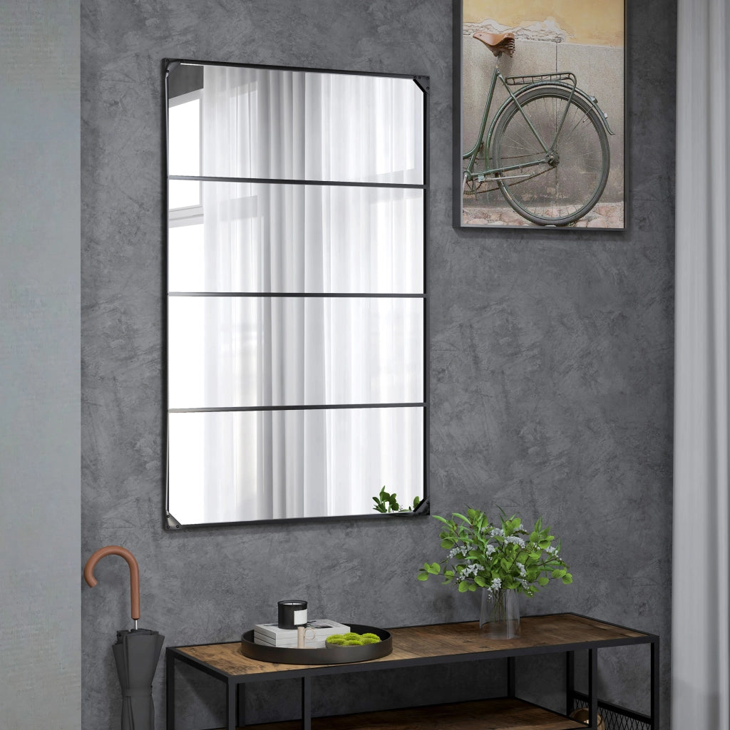 Specchio Muro Vetro Rettangolare Stile Industriale ¨C zephmum ¨C Nero Metallo 109x69 cm