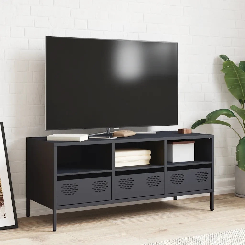 Mobile TV Antracite 101,5x39x43,5 cm Acciaio Laminato a Freddo