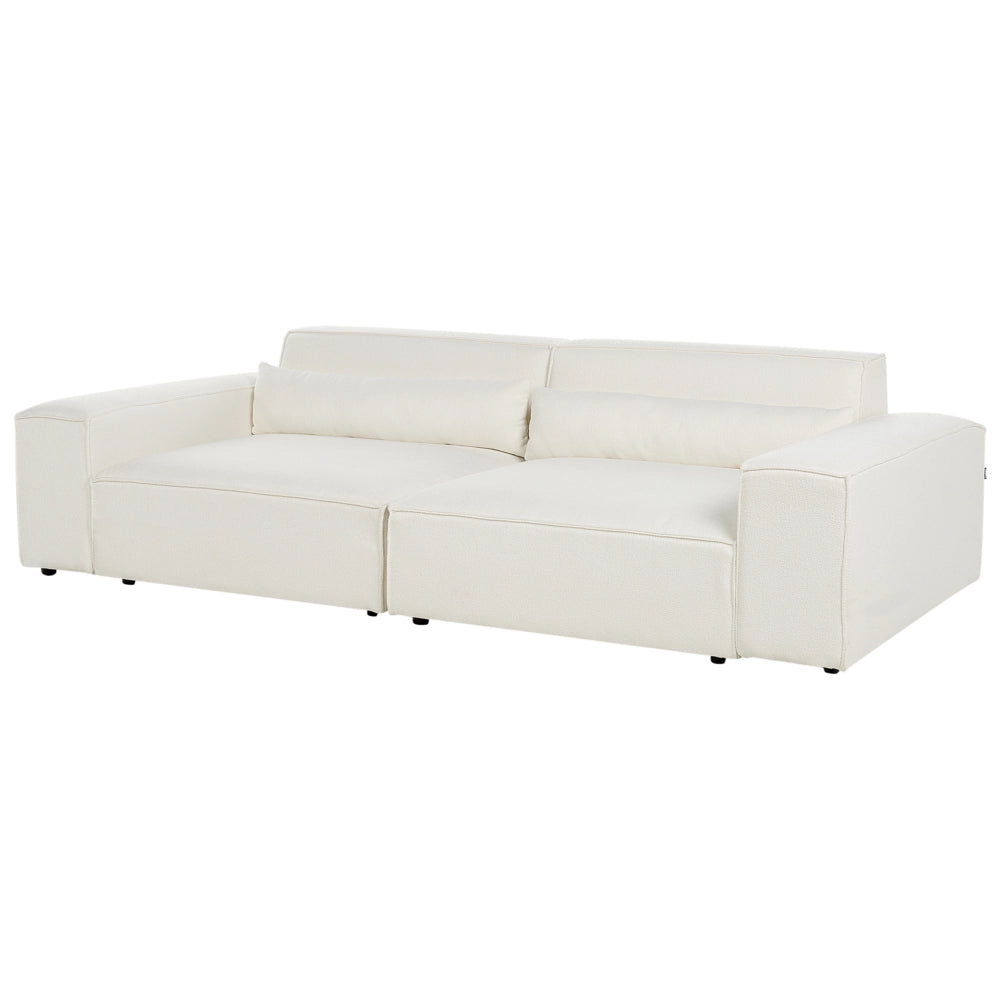 Divano componibile a 2 posti con ottomana Divano componibile in bouclé bianco con gambe nere Soggiorno moderno