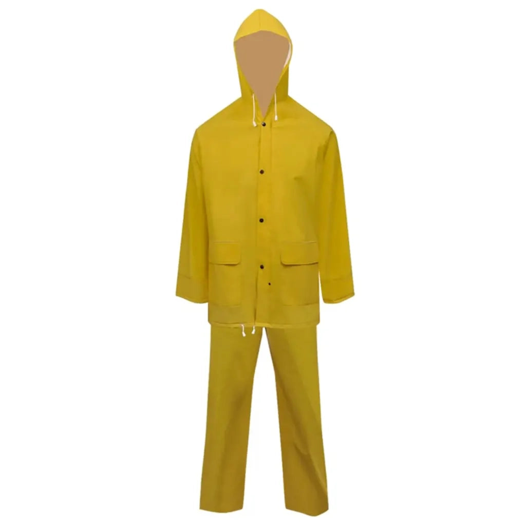 Impermeabile Verde resistente a 2 pezzi con cappuccio Giallo L