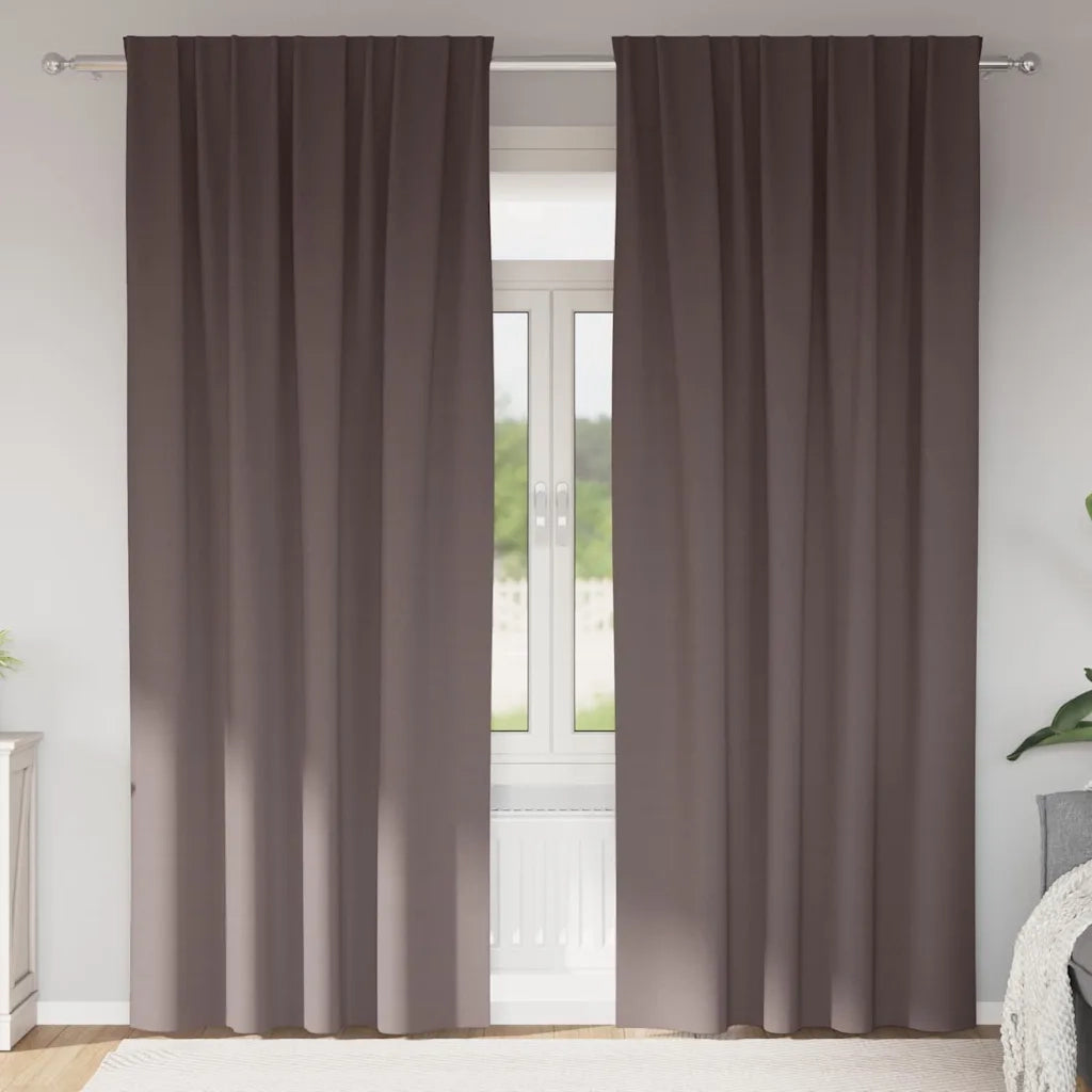 Tende Blackout con Anelli 2 pcs Marrone Scuro 260 x 140 cm 4107447