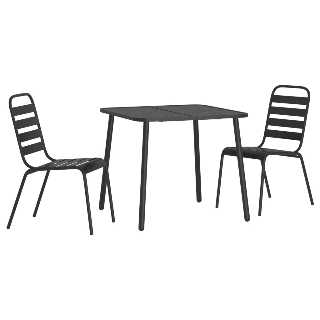 Set da Pranzo da Giardino 3 pz | Set Salotto da Giardino in Acciaio Antracite