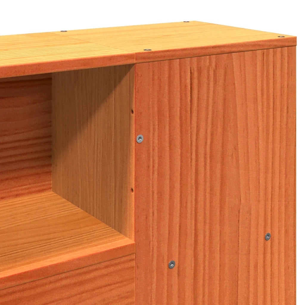 Letto Libreria senza Materasso Marrone Cera 135x190 cm in Pino 3322842