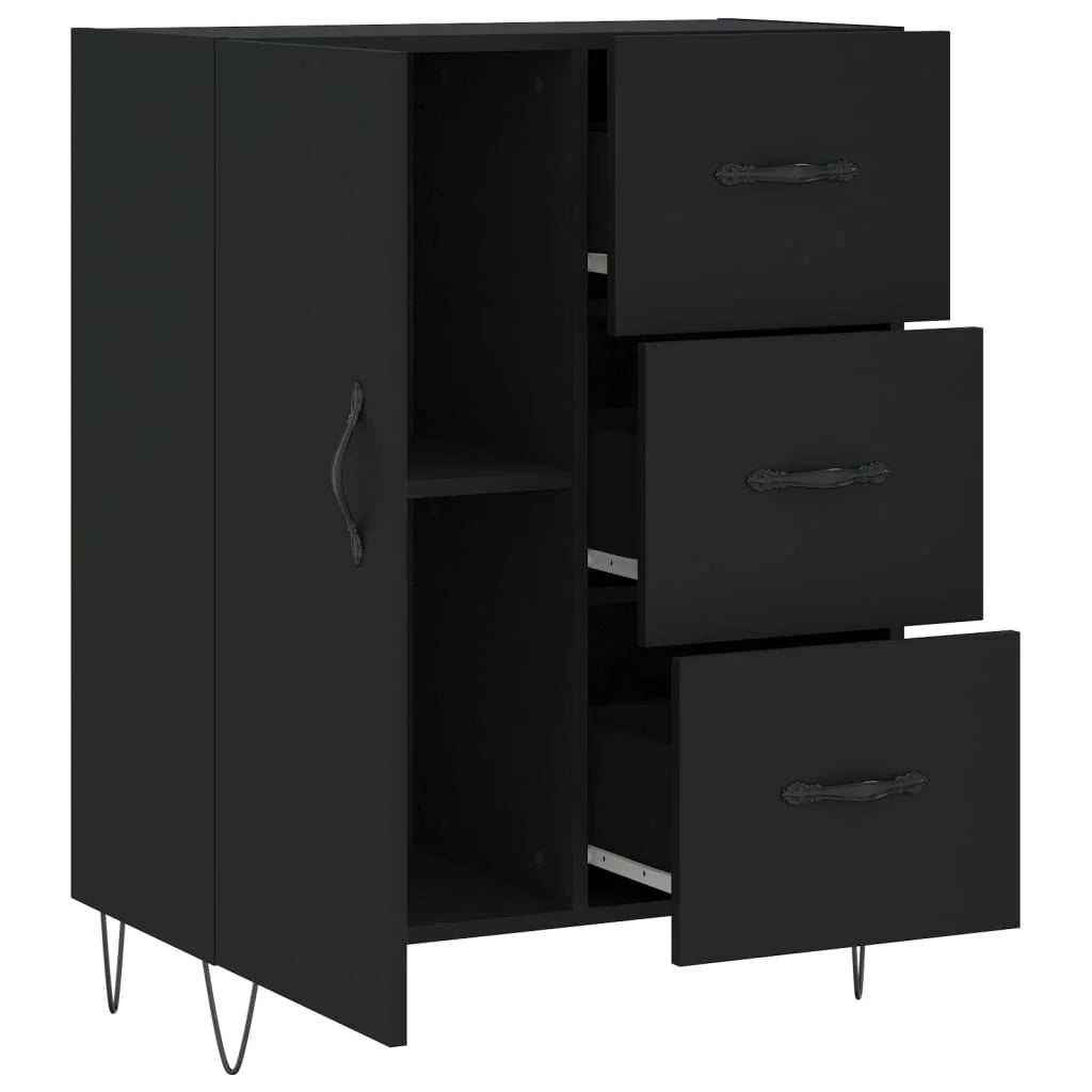 Buffet credenza cassettiera mobiletto mobile contenitore organizer per cucina soggiorno salotto 69,5 x 34 x 90 cm legno ingegnerizzato nero 02_0036045