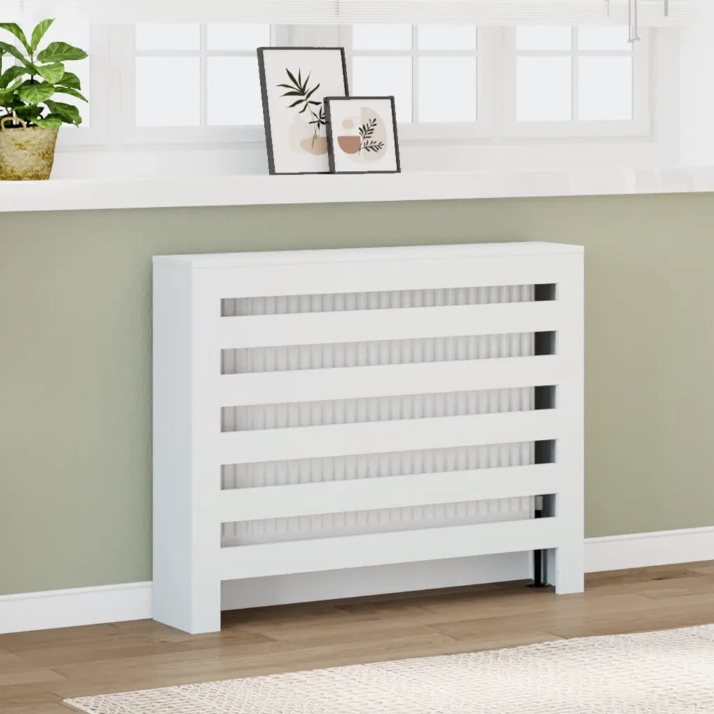 vidaXL Copertura Termosifone Bianca 104x20x82 cm in Legno Multistrato