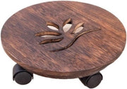 Trolley per piante in legno con ruote inclinabili - Carrello per piante trasportabile - Carrello per vasi di fiori - Carrozza per piante mobili (Graphics 26cm)
