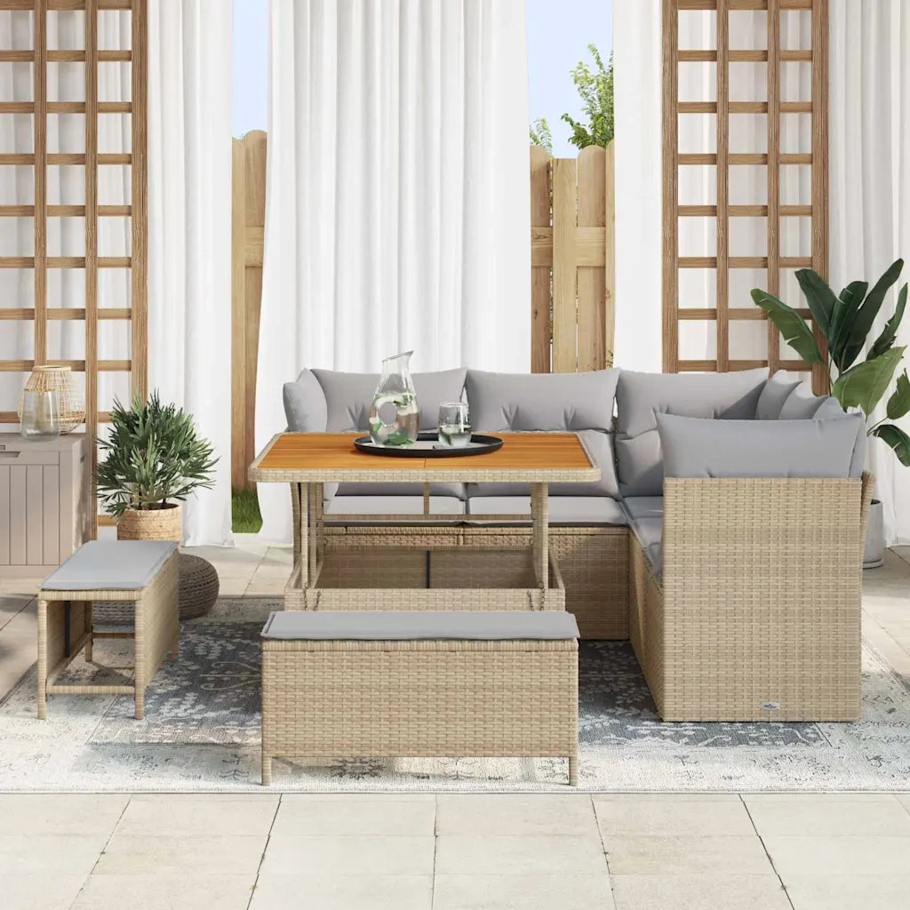 Set Divano da Giardino con cuscino 8 pcs beige e grigio chiaro 3363427