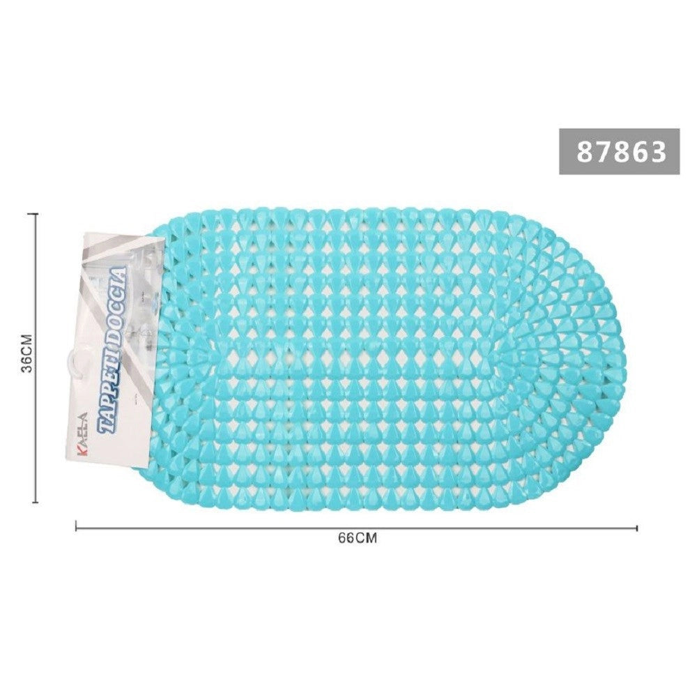 Trade Shop - Tappeto Antiscivolo Ovale Diamante Blu Lago Per Vasca Bagno Doccia 36x66cm 87863 -