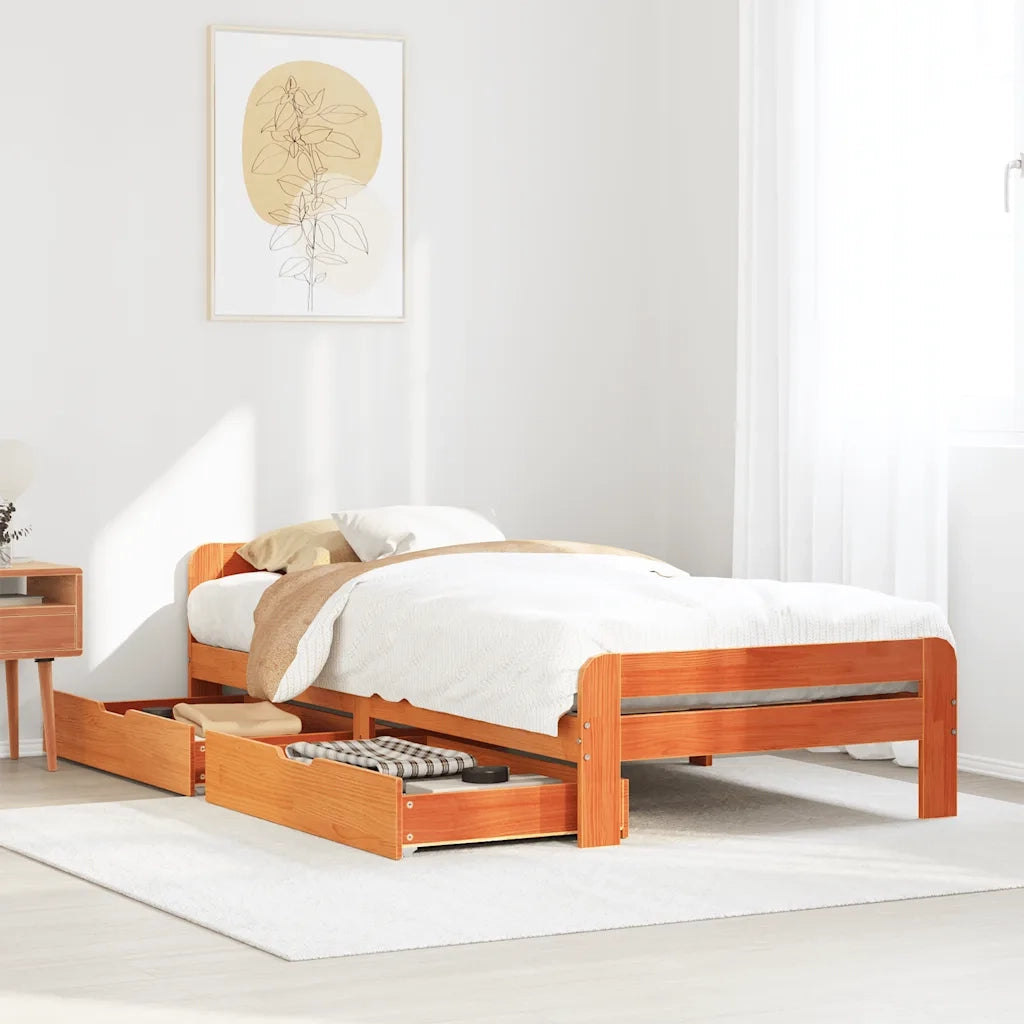 vidaXL Letto senza Materasso Marrone Cera 75x190 cm in Legno di Pino