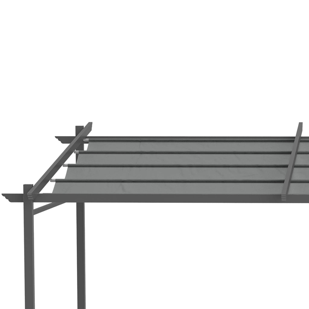 Pergola retrattile 4x3 m ¨C zephmum ¨C grigio, struttura metallo, tessuto polyester