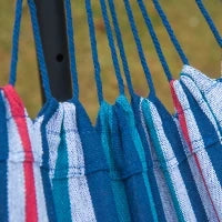Amaca da Giardino con Supporto in metallo con finitura in resina epossidica amaca su Piedistallo 1 Posto Peso Max. 120 kg Borsa Trasporto Blu Bianco