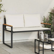 panchina Nero e Bianco Crema 115 x 65 x 72 cm Rattan
