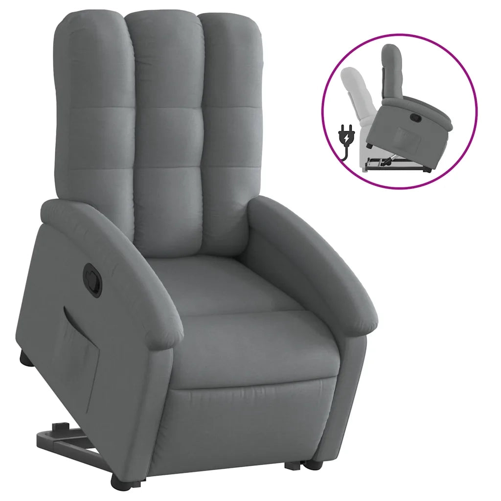 Poltrona | Sedia Relax Alzapersona Reclinabile Grigio Scuro in Tessuto