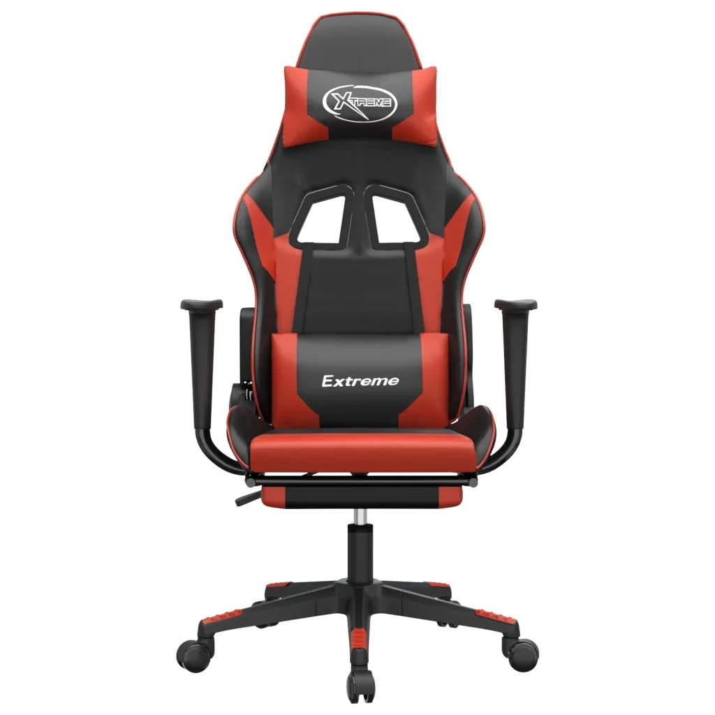 Sedia da Gaming | Sedia da e-sports con Poggiapiedi Nero e Rosso in Similpelle