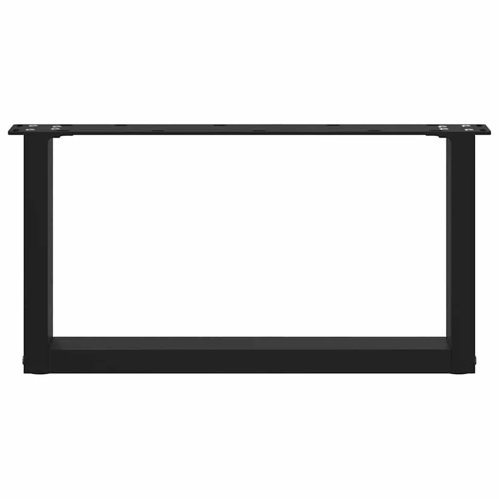 Set di 2 gambe per tavolino da caffè a forma di U dal design moderno 60 x 30 cm con piedini regolabili in acciaio nero 02_0057380