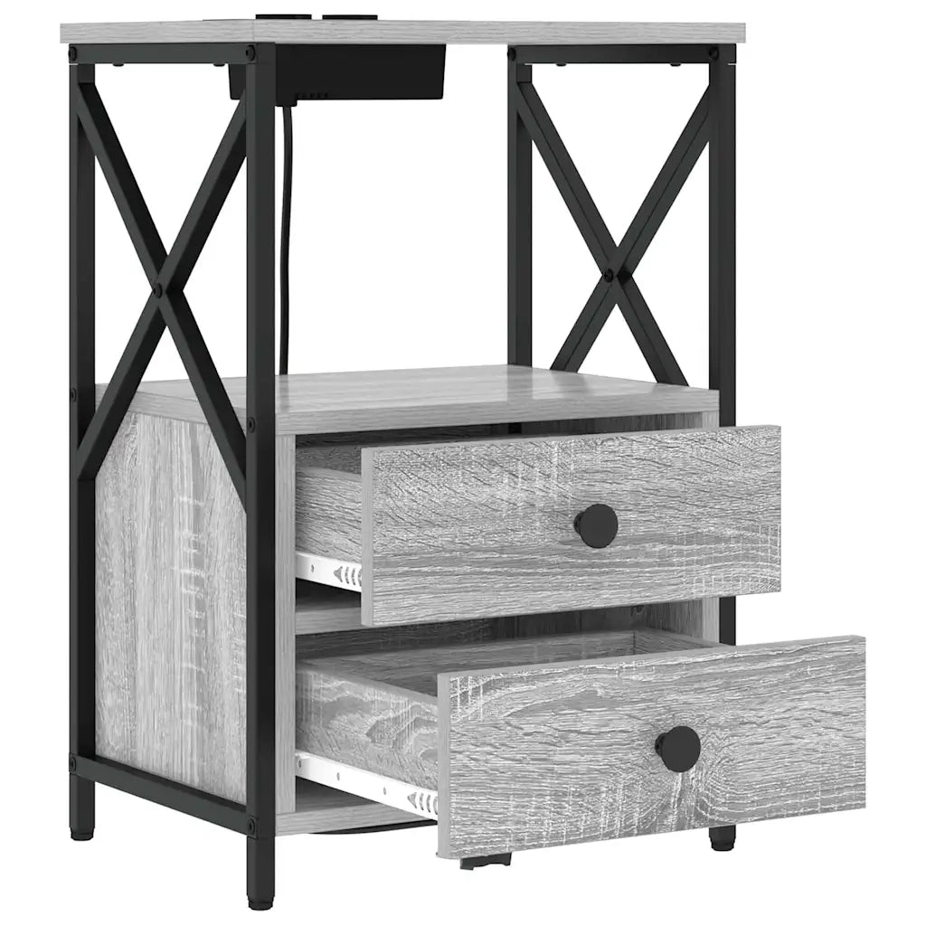 Armadio da Notte con cassetto Grigio Sonoma 40 x 31 x 60 cm 859566