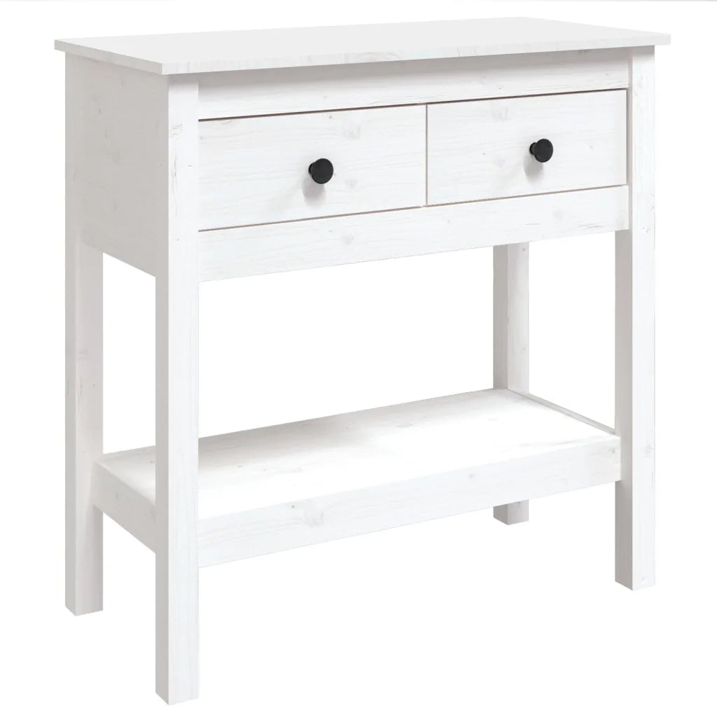 Tavolo Consolle | Tavolo d'Ingresso Bianco 75x35x75 cm in Legno Massello di Pino