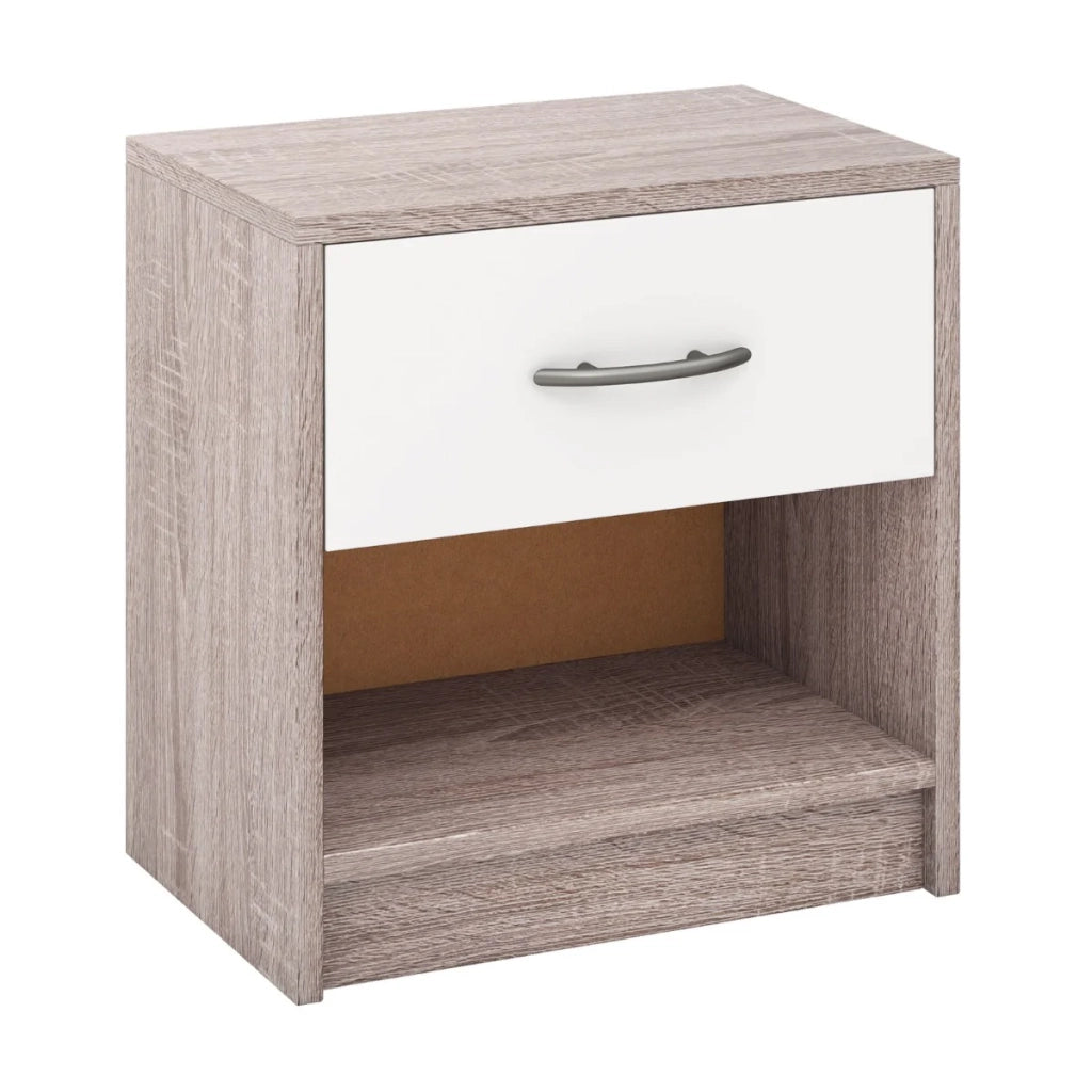 Comodino con cassetto e ripiano aperto 38,5 x 28 x 40,5 cm pratico spazio di archiviazione stile moderno in legno precomposto grigio chiaro e bianco 20_0013941