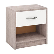 Comodino con cassetto e ripiano aperto 38,5 x 28 x 40,5 cm pratico spazio di archiviazione stile moderno in legno precomposto grigio chiaro e bianco 20_0013941