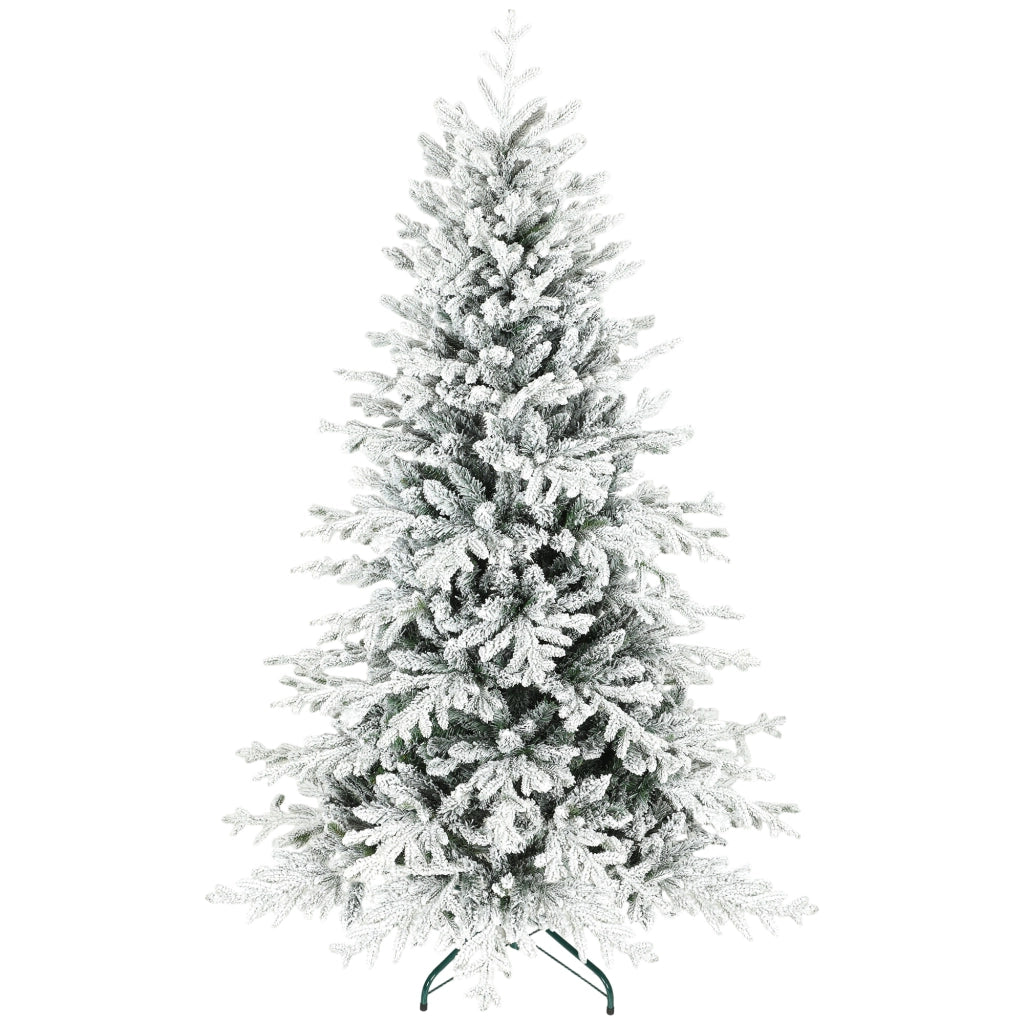 Albero di Natale artificiale innevato 180 cm ¨C zephmum ¨C verde con supporto metallo pieghevole