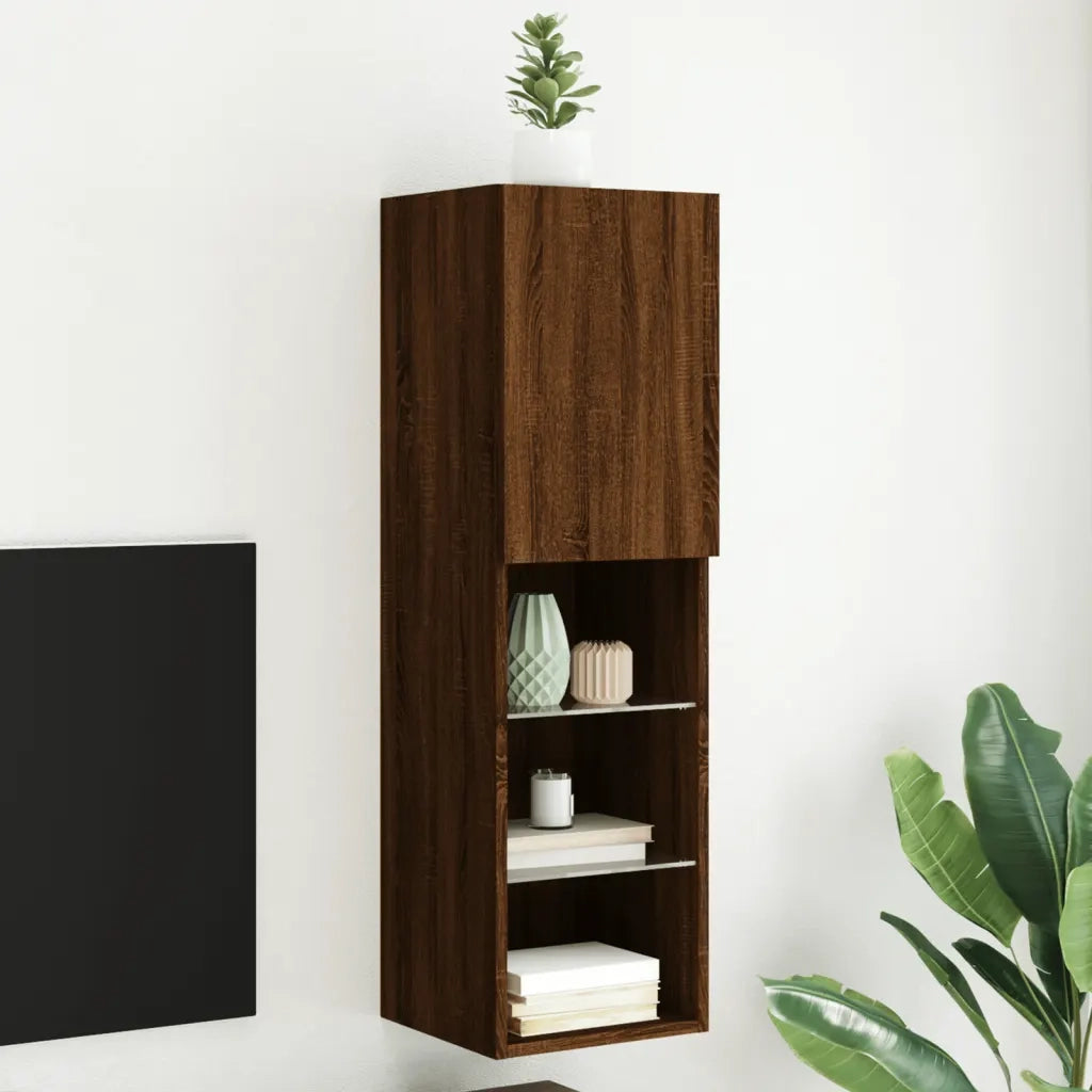 Mobile TV | Armadietto TV | Mobile Porta TV con Luci LED Rovere Marrone 30,5x30x102 cm