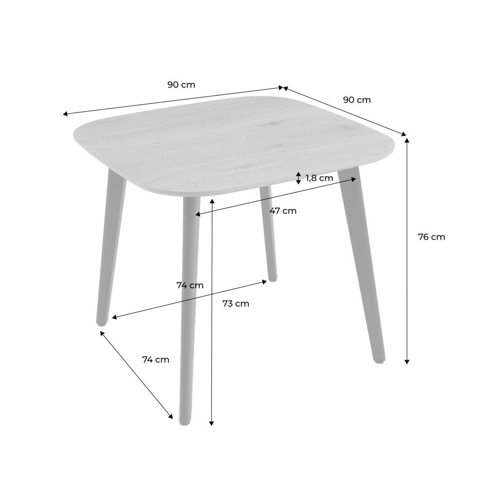 Tavolo da pranzo quadrato effetto legno con gambe in metallo nero 4