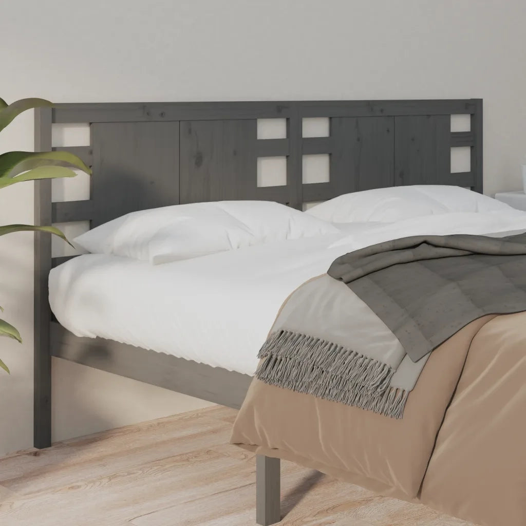 Testiera | Testata per Letto Grigia 206x4x100cm in Legno Massello di Pino