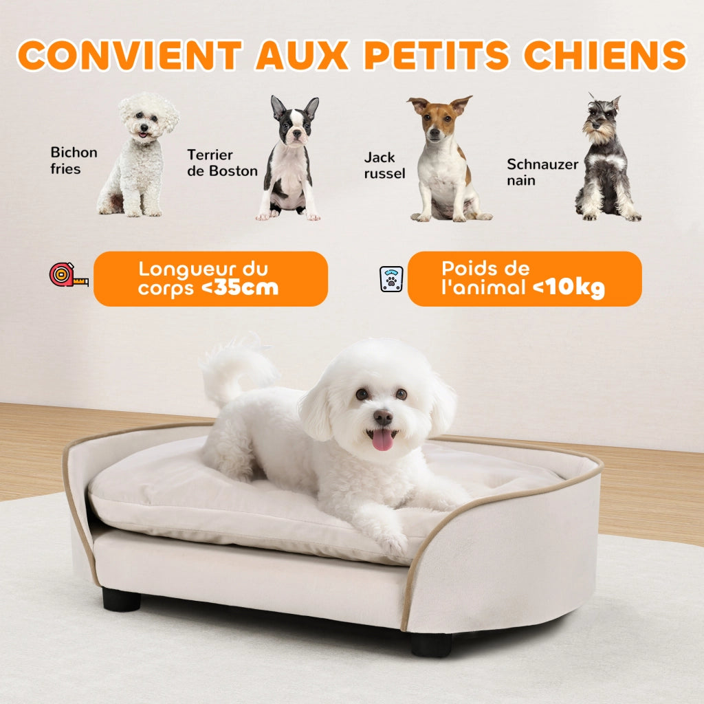 Divano per cani con cuscino amovibile ¨C zephmum ¨C 66x43x19.5 cm beige
