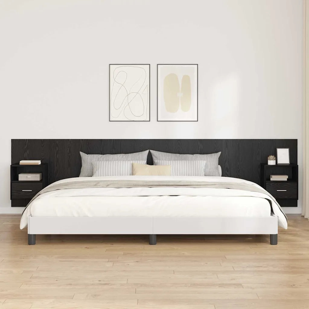 Testata con Comodino 3 pcs Rovere Nero Legno multistrato 3416279