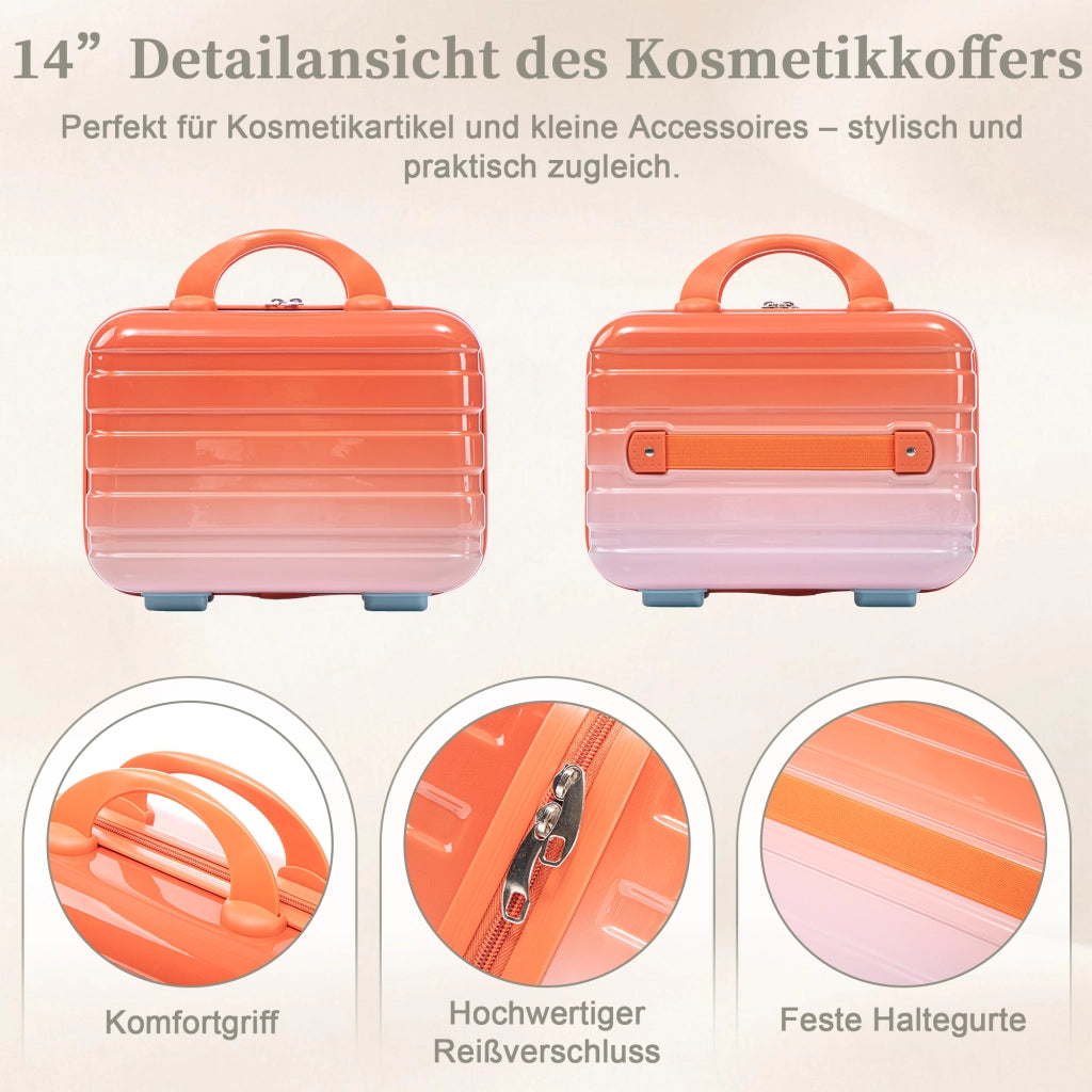 Set composto da due valigette girevoli in PC da 14"/20" con lucchetto a combinazione e trousse per cosmetici da 14" (rosse)