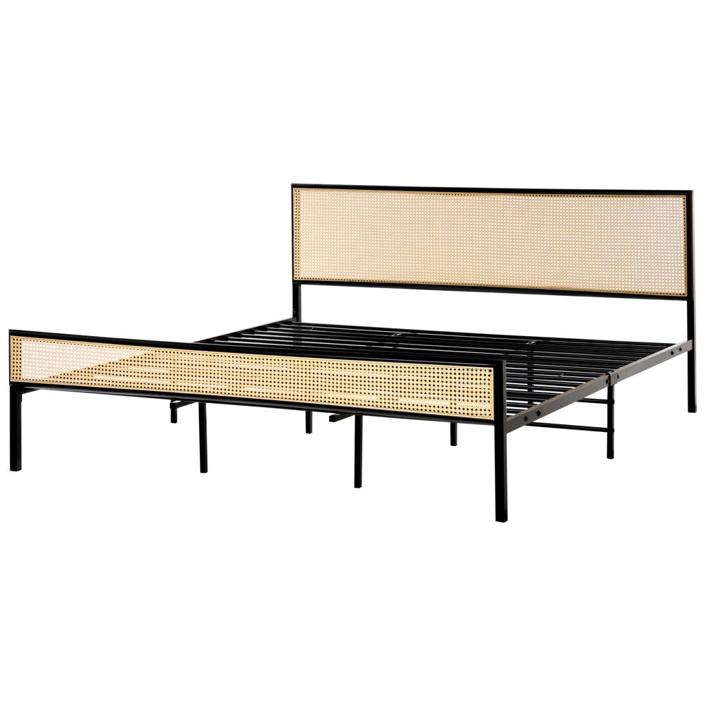 Letto matrimoniale imbottito in tessuto nero con rete a doghe e gambe in legno 180 x 200 cm stile contemporaneo