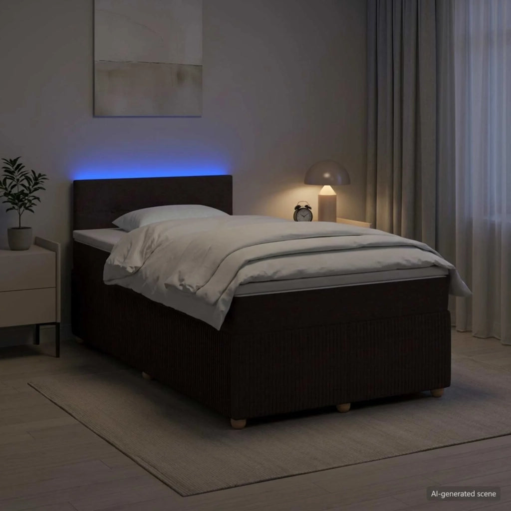 Letto box spring con materasso Marrone Scuro 120 x 190 cm 3452886