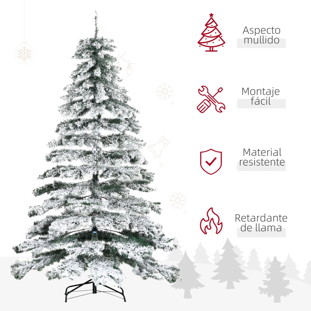 Albero di Natale Artificiale 225 cm ¨C Zephmum ¨C Verde e Bianco con Supporto in Metallo
