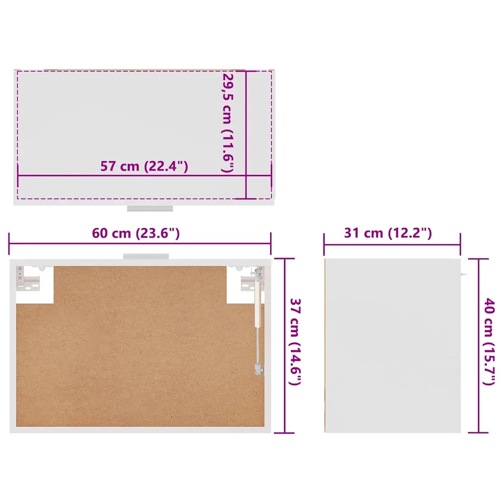 Mobile Pensile “Lyon” Bianco 60x31x40 cm in Legno Multistrato 802513