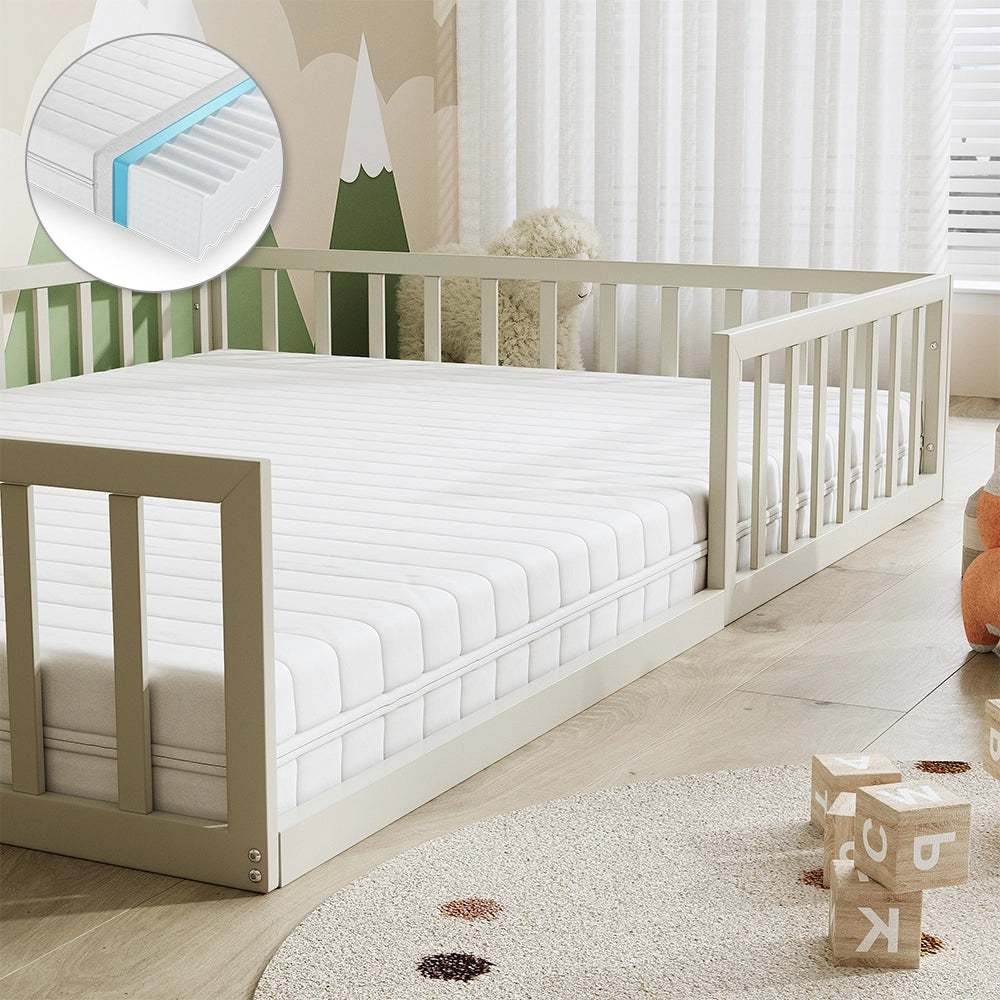 Vitalispa Letto per bambini Grigio 140x200 con materasso