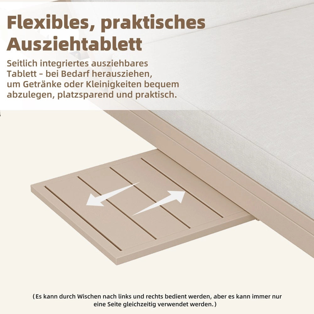 Lettino Prendisole da Giardino con Tavolo e Poggiatesta ¨C Xylo ¨C Beige
