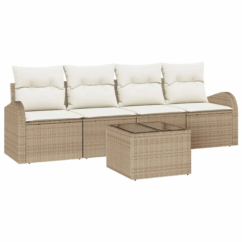 Set Divano da Giardino Beige 55 x 55 x 37 cm polyrattan