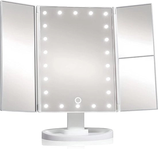 Specchio Cosmetico 2 x 3 x Mirino di Magnificazione con Tasto Tattile, Luce LED Naturale Rotabile 180°