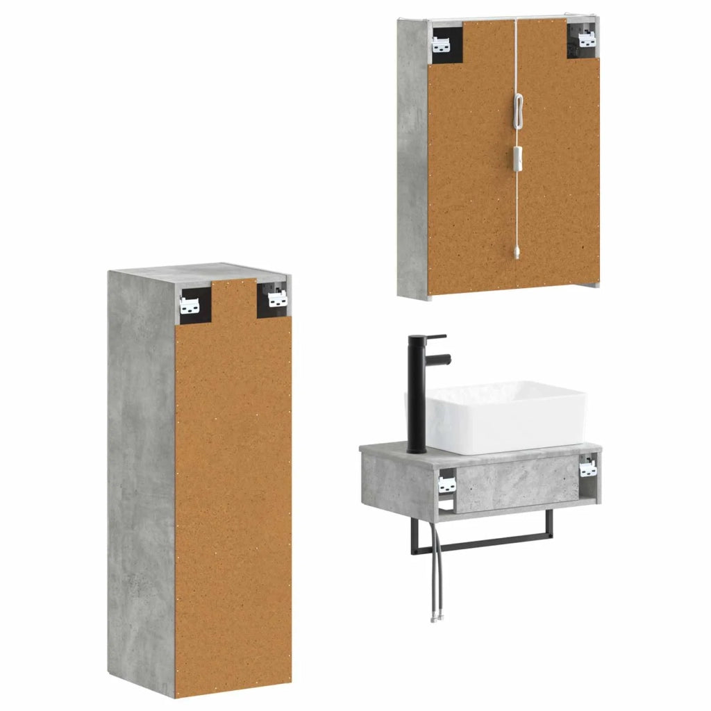 Set di mobili per il bagno 4 pcs Grigio Cemento 3407402