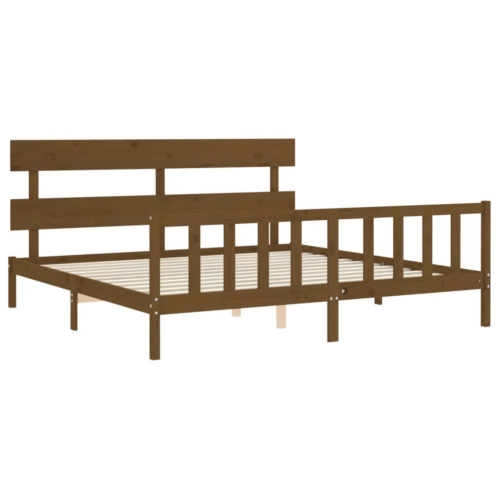 Giroletto con Testiera ambra 200x200 cm in Legno Massello 3193294