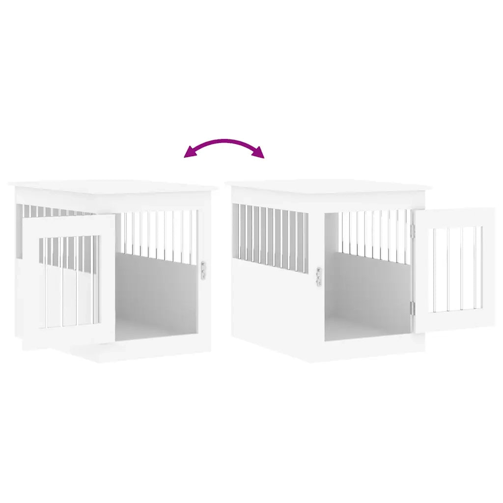 Gabbia Cani da Arredamento Bianca 55x75x65cm Legno Multistrato 838316